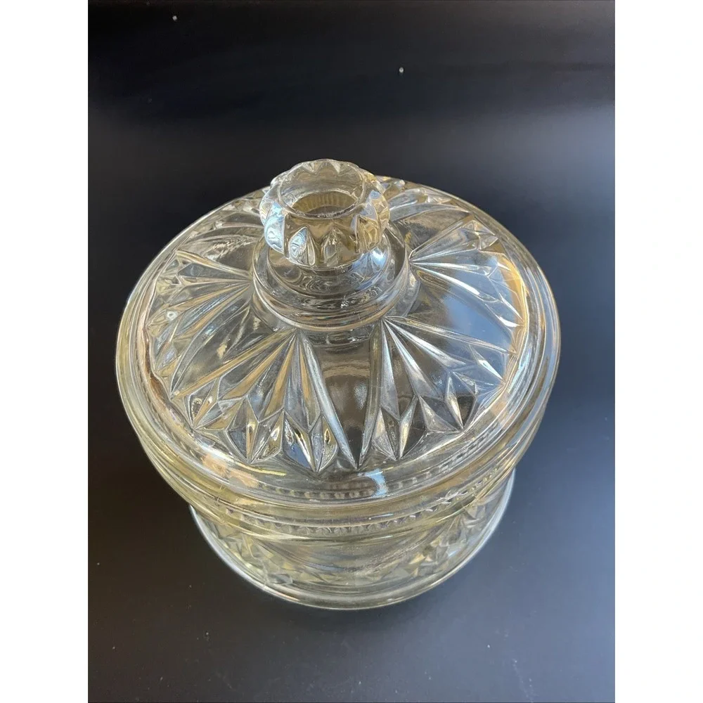 Vintage Glass Candy Box With Lid Decorative Collection Minor 